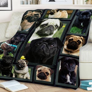 Pug beaty blanket Pug cream and Pug black