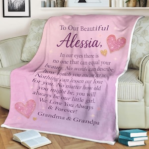 To Our Beautiful Granddaughter Blanket Personalized Gift for Granddaughter from Grandma and Grandpa Custom Heart Star Poster Blanket