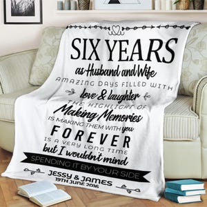 Family blanket six years as husband and wife amazing days, anniversary blanket, wedding anniversary, 5th anniversary, 10th anniversary