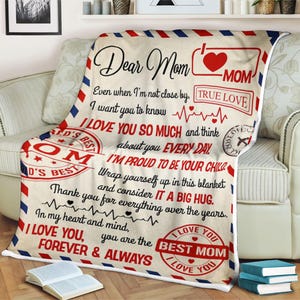 Cobertor de carta Eu te amo para sempre e sempre - Melhor presente para a mãe Cobertor de lã, cobertor de família, cobertor de nome personalizado, cobertor de Natal