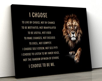 Lejon Poster Canvastavla Motiverande Inspirerande Citat Väggkonst - Jag Väljer att Vara Jag