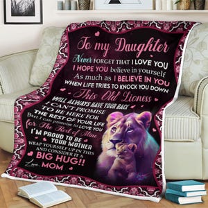 Lion Fleece Blanket Never Forget That I Love You, Gift For Daughter Fleece Blanket, Family Blanket, Custom Name Blanket, Christmas Blanket