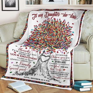 Tree Blanket Thanks For The Love You Show Me Your Sweetness - Lovely Gift For Daughter-in-law, Custom Name Blanket, Christmas Blanket