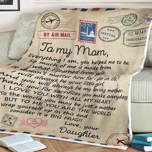 Carta manta para mi mama gracias por los sacrificios que haces todos los dias, ama a tu hija, manta regalo para mama, manta regalo para navidad