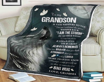 Wolves Blanket, To My Grandson Blanket, Personalized Name Blanket, Grandma Blanket, Family Blanket, Blankets For Girls, i am the storm