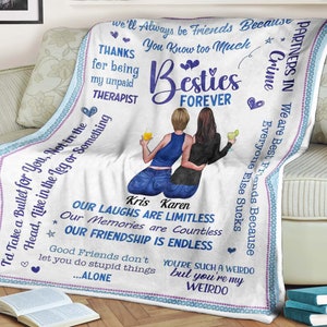 Personalized besties blanket, custom name blanket, Best friend birthday blanket, Friendship blanket, Besties Gifts mother&#39;s day