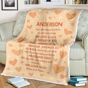 Personalisierte Decke für Enkel Anderson Wir lieben dich Nachricht von Nana & Papa Sternenherz Design Ermutigung Geschenk für Ihn