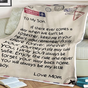 Carta de manta para mi hijo disfruta el viaje y nunca olvides tu camino de regreso a casa con amor de mamá, manta para niños de mamá, regalo de aniversario para hijo
