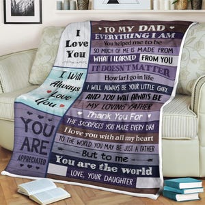Personalisierte Decke für meinen Papa vom Tochter Sohn Lila aus Holz Sie sind die Welt Liebe Ihre Tochter Benutzerdefinierte Namen Geschenke für Weihnachten