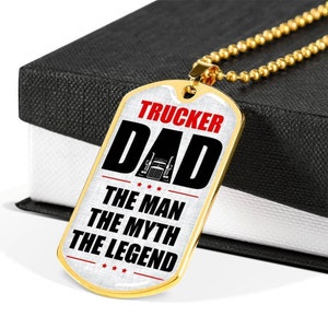 Trucker dog tag necklace, trucker dad the man the myth the legend, father’s day gift, dog tag military necklace for dad, gift for dad