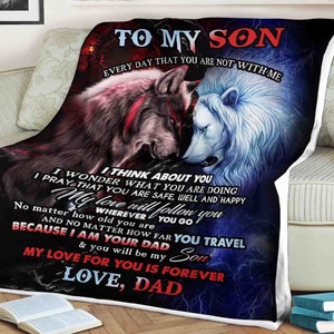 Wolf und Löwe Decke für meinen Sohn jeden Tag, den du nicht bei mir bist, ich denke an dich, ich bete, dass du sicher bist, gut meine Liebe für dich, liebe Papa