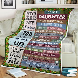 Wooden Background Blanket, To My Daughter Blanket, Daughter Blanket Fleece Blanket, Family Blanket, Custom Name Blanket, Christmas Blanket