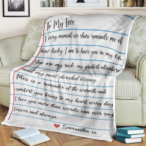 Carta cobertor para meu amor eu te amo diga para sempre e sempre, presente para namorado, presente para namorado, presente personalizado para ele, cobertor para namorado