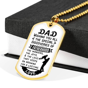 Dad and baby dog tag necklace, dad wishing you all the special discoveries of fatherhood, father’s day , dog tag military necklace for dad