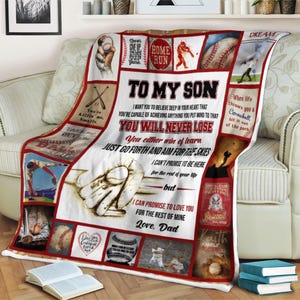 Baseball Blanket To My Son, Blanket For Son, Son Gift from Mom Dad, Family Blanket, Custom Name Blanket, Christmas Blanket
