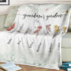 Butterfly flower blanket grandma&#39;s garden, special gift for grandma&#39;s, best gift from grandchildren, mother&#39;s day gift