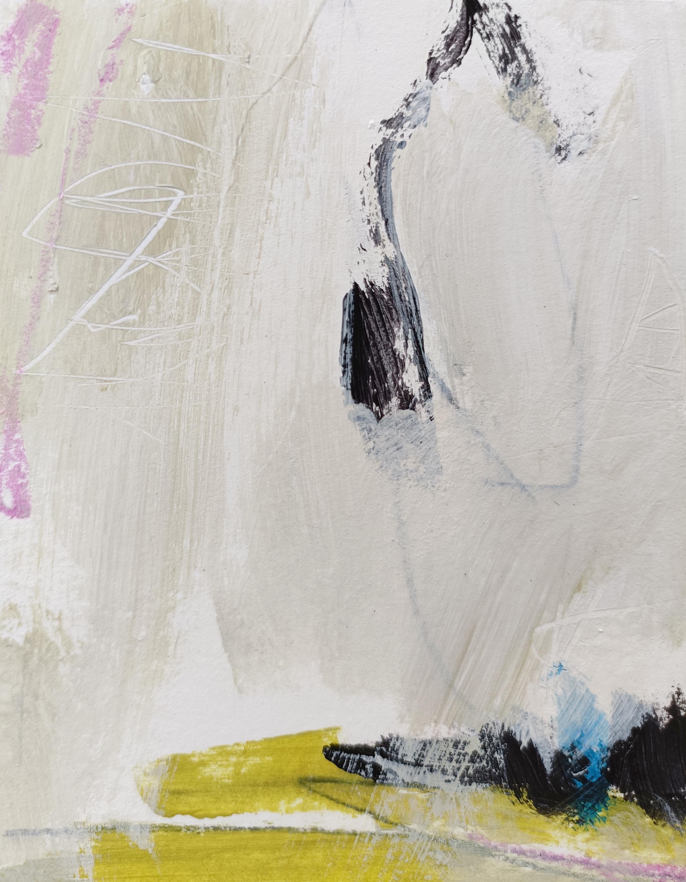 抽象ミクストメディア絵画：緑、青、黒、灰色、アクリルアート（5.91