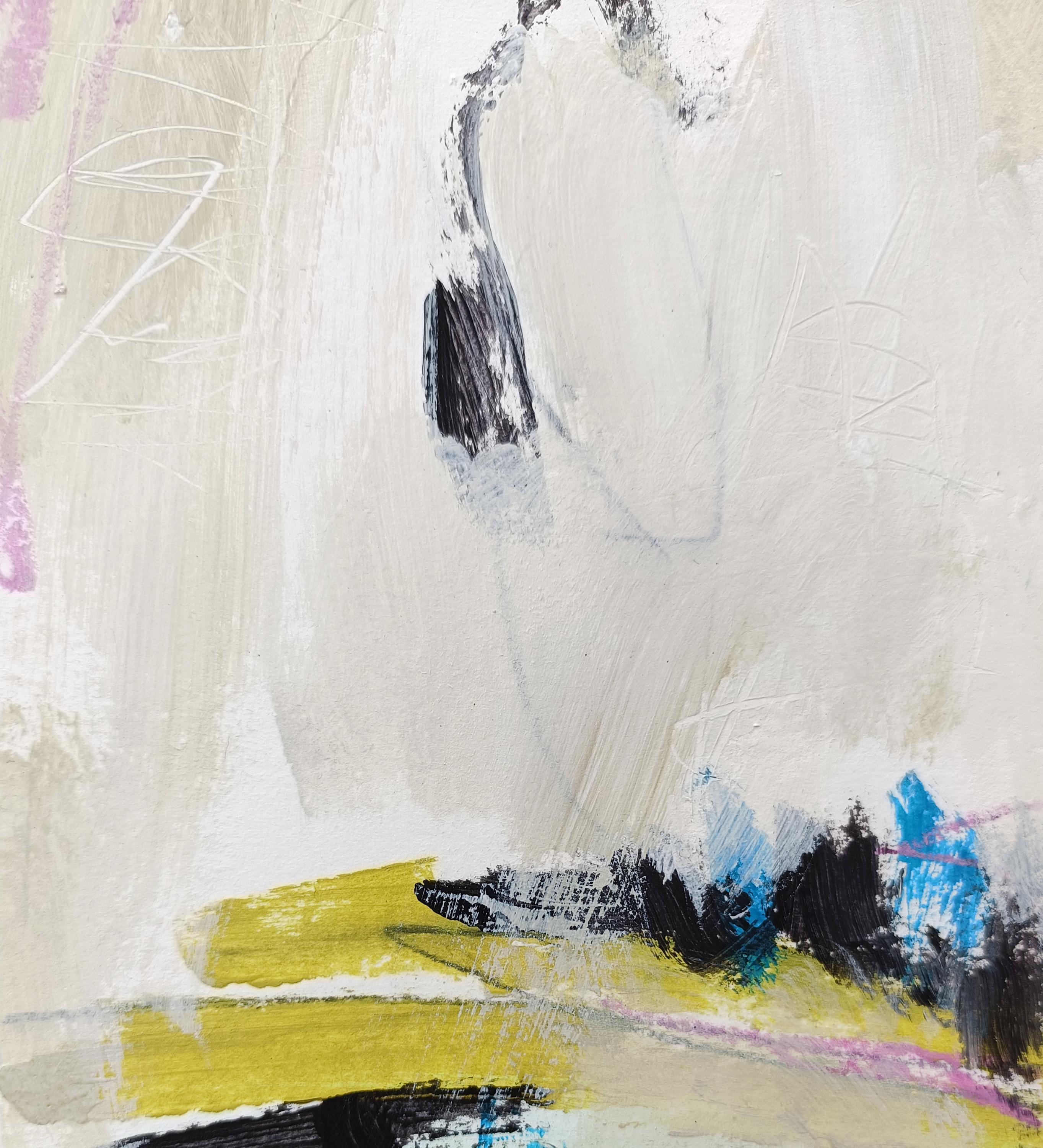 抽象ミクストメディア絵画：緑、青、黒、灰色、アクリルアート（5.91