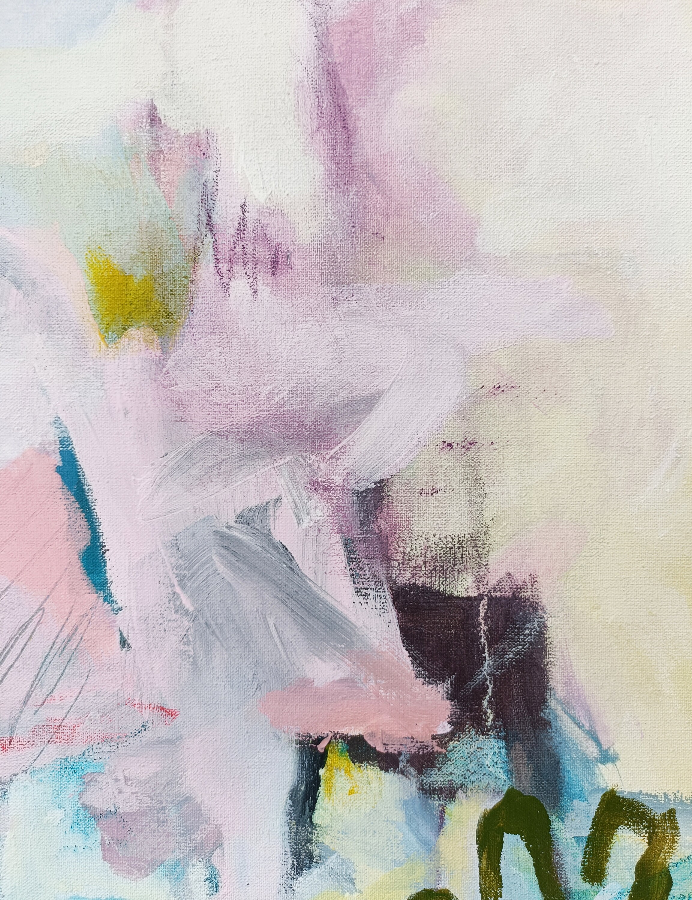 キャンバスに描かれた抽象的なミクストメディア絵画（15.75インチ x