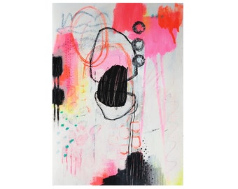 Original mixed media painting on paper, size A4.