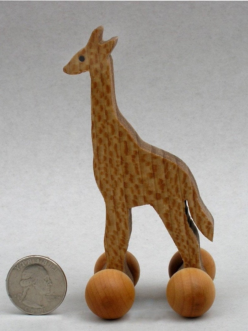 Giraffe Toy on Wheels Wooden Block Animal for Kids Organic Etsy