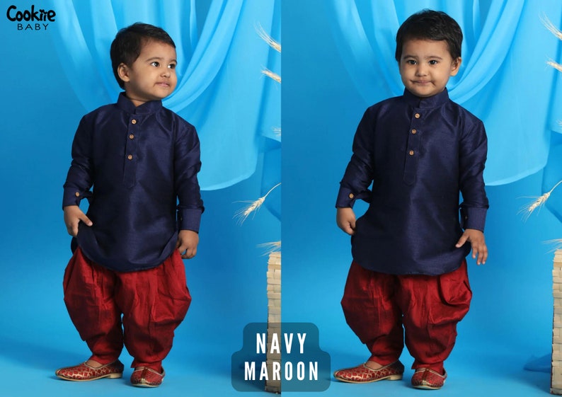 Babyhug 100% Cotton Woven Full Sleeves Kurta & Dhoti Set With Ikkat Print -Purple