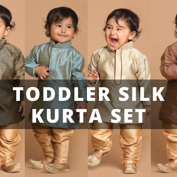 Jongens Zijden Kurta Pyjama Set | Traditionele kleding | Diwali en Eid dragen | Holi | Pongal | Trouwkleding voor kinderen