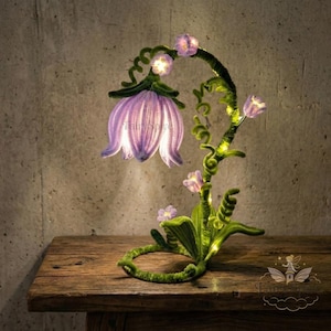Lily of the Valley Flower Lamp,wedding gifts,Cute bedside lamp gifts for book lovers,Unique Crochet Fairy flower table lamps for living room