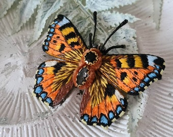 Bijoux d'été papillon monarque brodés, 3 en 1, broche et pendentif