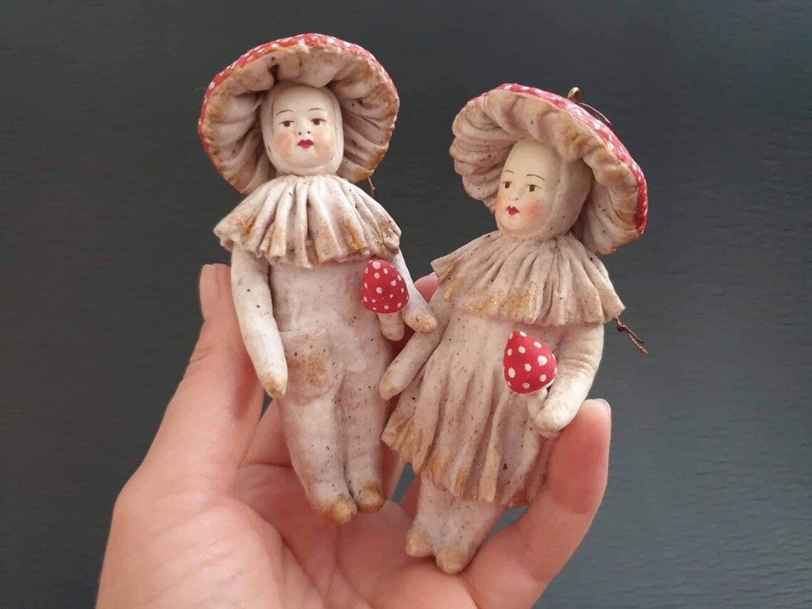Mushroom Art Doll Anthropomorphic Plant Figurine Vintage Etsy