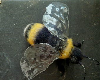 Extra große realistische Textil-Hummel-Skulptur, Insektenliebhaber Sammlerinsektenfigur