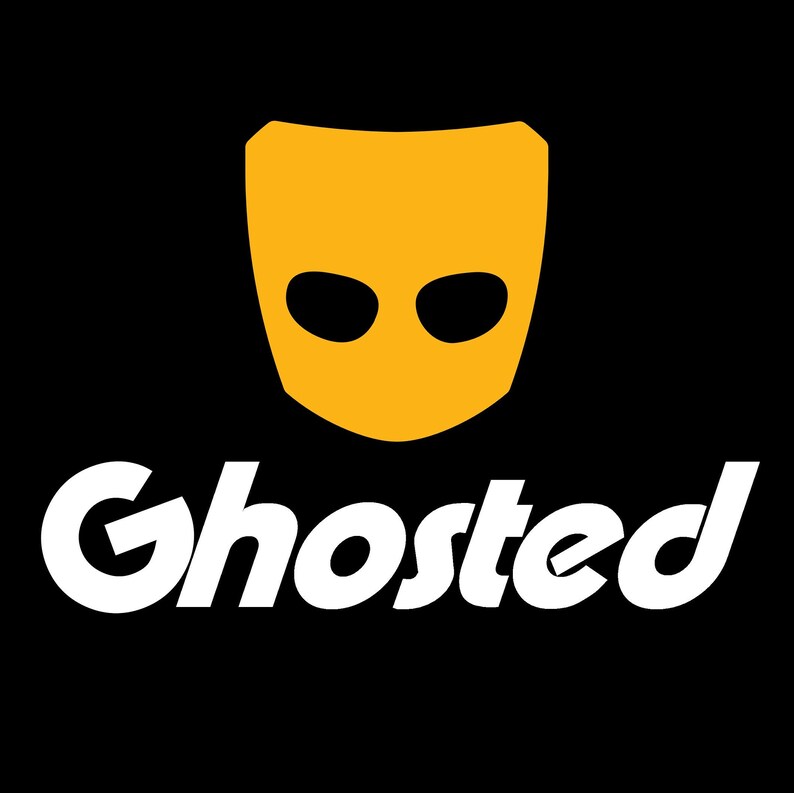 May include: A yellow silhouette of a face with two eyes and the word "Ghosted" in white text.