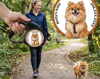 Correa retráctil personalizada con retrato de mascota - Correa para perro personalizada con nombre y teléfono - Regalo único para el Día de la Madre para mamás de perros y gatos - Correa de 5 m