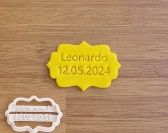 Cortadores de Galletas Texto Personalizable Nacimiento, Bautismo, Comunión, Confirmación, Cumpleaños, Aniversario, Cortador de Galletas de Masa Quebrada