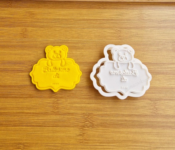 Personalized Bear Cookie Cutter | Custom Name | Baptism Favor | Gift Idea | DIY Biscuits | 8cm Cutter