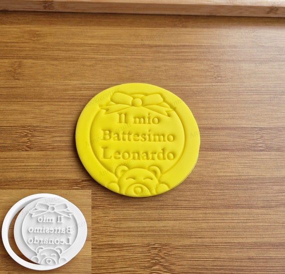 My Personalized Baptism | Name Stamp | Dark Biscuit | Cookie Cutter | Birth Baptism Cookie Cutter 8 cm