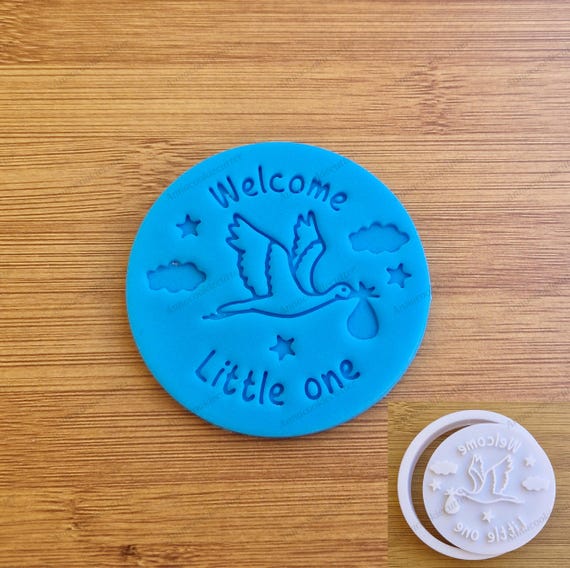 Stork Welcome Little One Cookie Cutter – Baby Shower, Birth, Baptism Cookie Cutter, Gift Idea, Cookie Mold