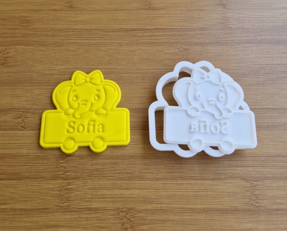 Custom Baby Name Elephant Cookie Cutter | Jungle Animals | Cookie Cutter for Birthday Parties | Baptism | Birth | Cookie Cutter 7 cm