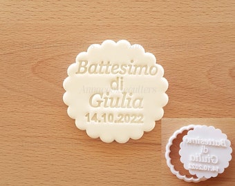 Battesimo Nome Personalizzabile Formina Per Biscotti Cookie Cutter 7 cm