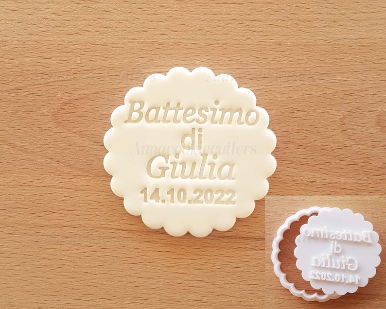 Battesimo Nome Personalizzabile Formina Per Biscotti Cookie Cutter 7 cm immagine 1