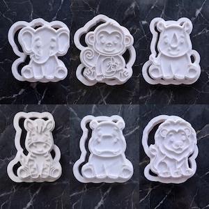 Safari Animal Cookie Cutters | Jungle Baby Shower | Wild One Birthday Party | Elephant Lion Monkey Zebra Rhino Hippo Cookie Mold