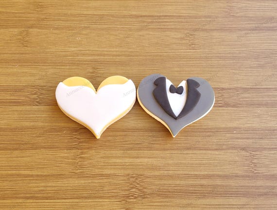Heart-Shaped Wedding Cookie Cutters Set Romantic DIY Wedding Favors for Bride and Groom Cookies, Perfect for Bridal Showers and Celebrations