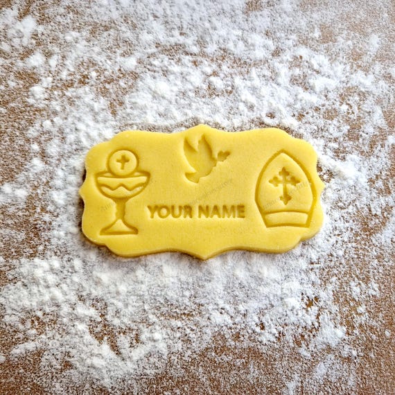 Custom Religious Cookie Cutters, Mitre, Dove, Chalice Biscuit Molds, Themed Baking Stamps for Communion, Baptism, Confirmation 10 x 6 cm