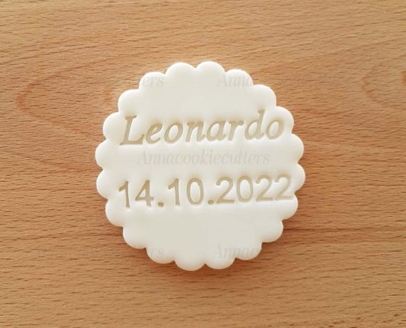 Customizable Name Date, Birth, Baptism, Communion Cookie Cutter 7 cm Personalized Shape for Memorable Events