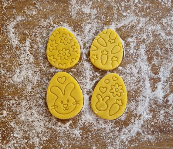 Easter Egg Cookie Cutters with Floral Patterns and Bunny Carrots – Spring Biscuit Cutters for Festive Treats