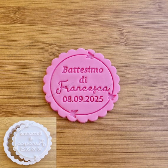 Baptism Personalized Name Cookie Cutter 7 cm | Baby Shower Place Card Favors Unique Gift Idea