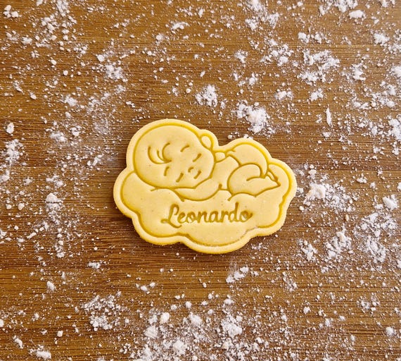 Baby Sleeping on Cloud Cookie Cutter Personalized with Name | Perfect for Baby Showers, Fondant Decorations, and Custom Sweet Treats