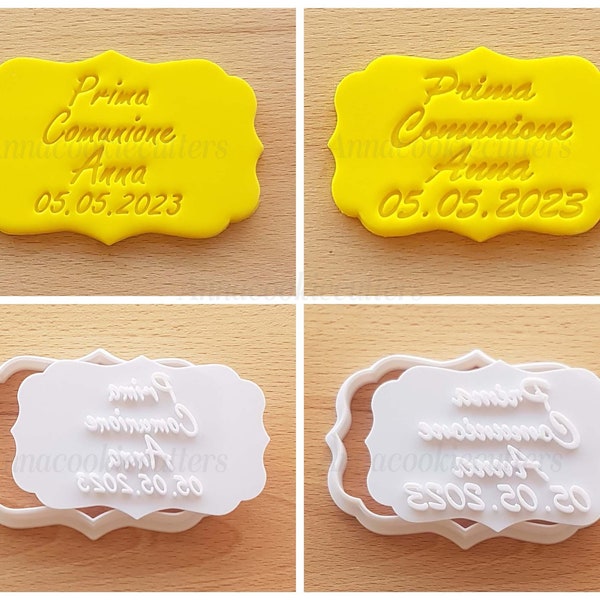 My First Communion Cookie Cutter Customizable Name and Date 10 x 6 cm