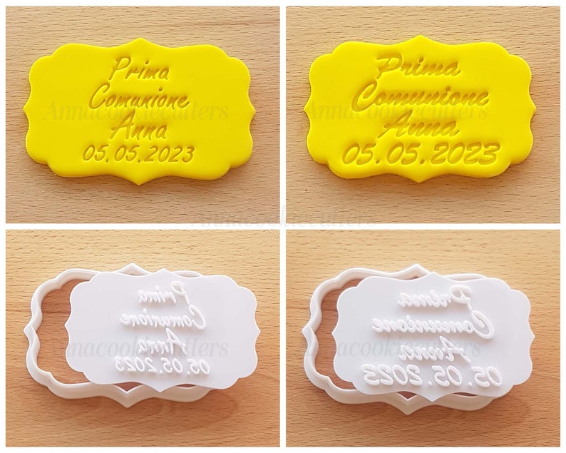 Cortador de Galletas Mi Primera Comunión Personalizable Nombre y Fecha 10 x 6 cm imagen 1