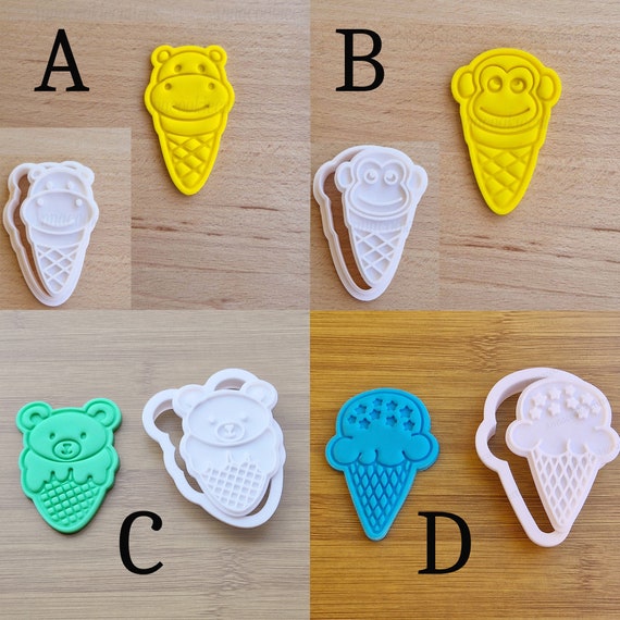 Hippo Cookie Cutter | Monkey Cutter | Bear | Ice Cream Cookie Cutters | Animal Cookie Cutters | Fun Animal Shapes for Cookies